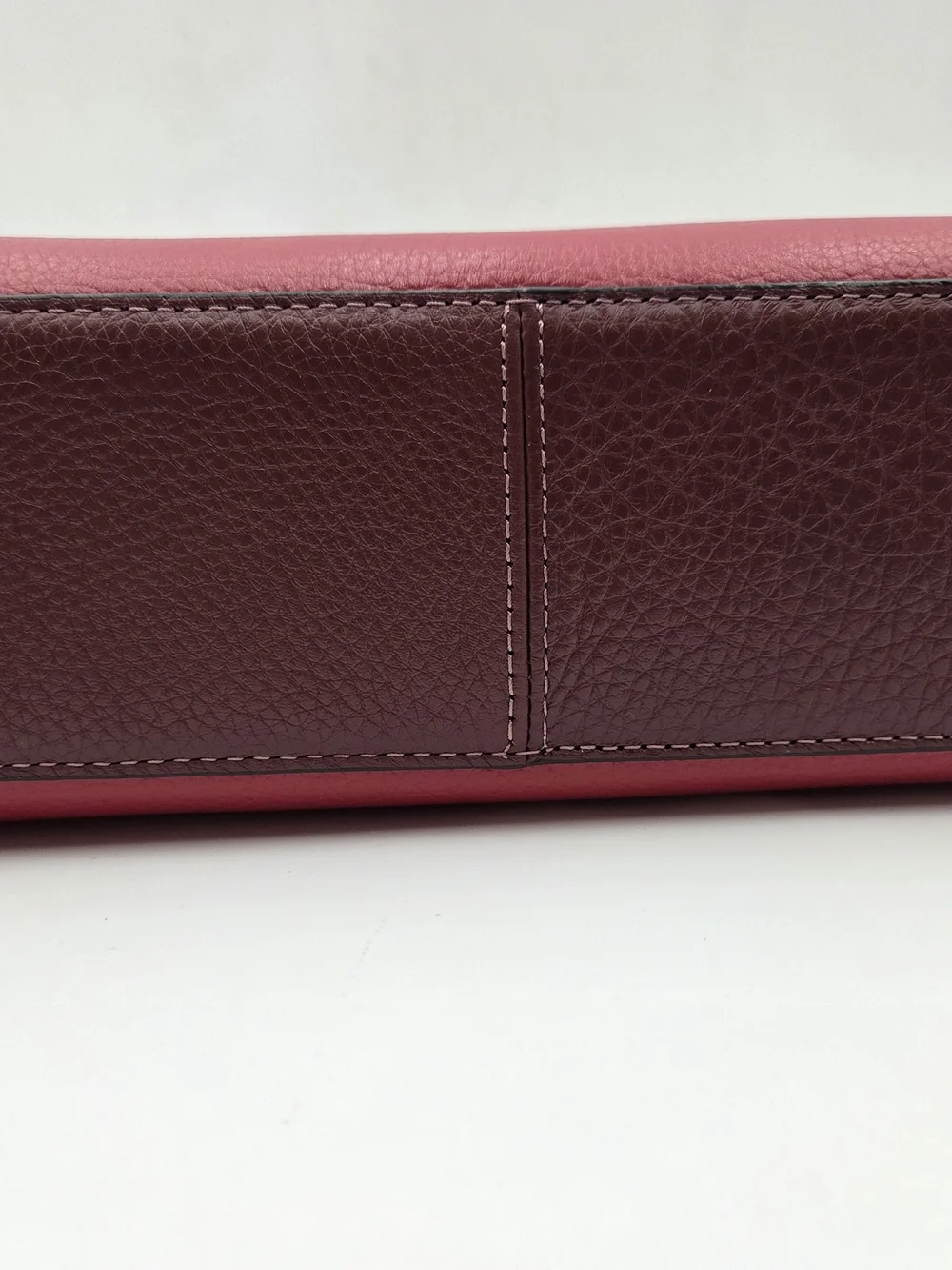 Coach Two-Tone Red & Burgundy Leather Shoulder Bag with Signature Wallet